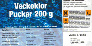 Klorprodukter för pool & badtunna - Vecko-klor puckar 200 gr. 20 kg